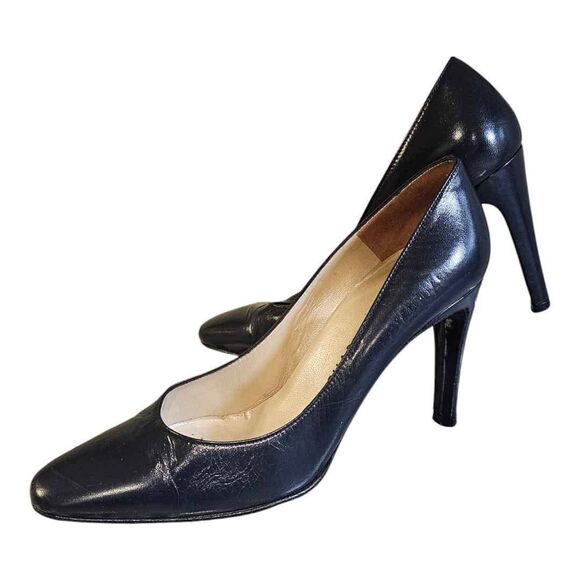 Vintage Charles Jourdan Navy Blue Heels 7 - Picture 1 of 10